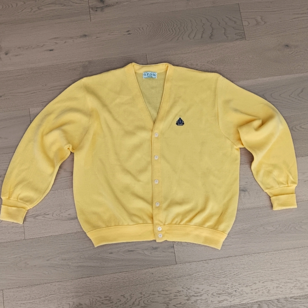 IZOD Vintage Yellow Cardigan Sweater Size XXL